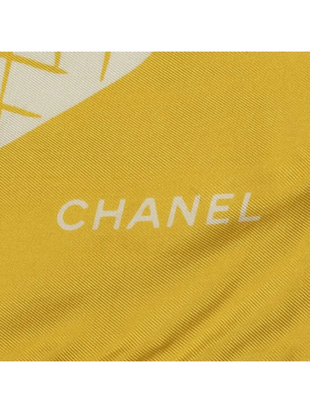 Chanel Scarf Yellow White Silk